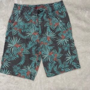 Arizona Jean Company Tropical Print Kids Shorts - Gray and Teal